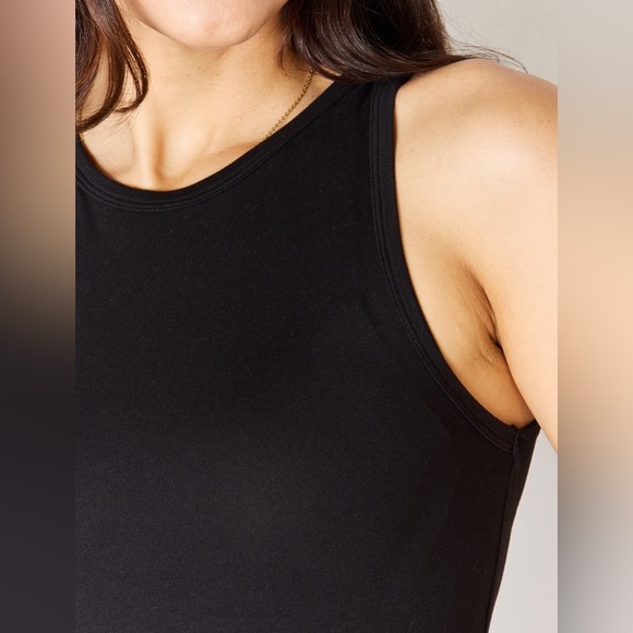 NEW Zenana women's Chloe black sporty sleeveless tank style bodysuit - Picture 3 of 7